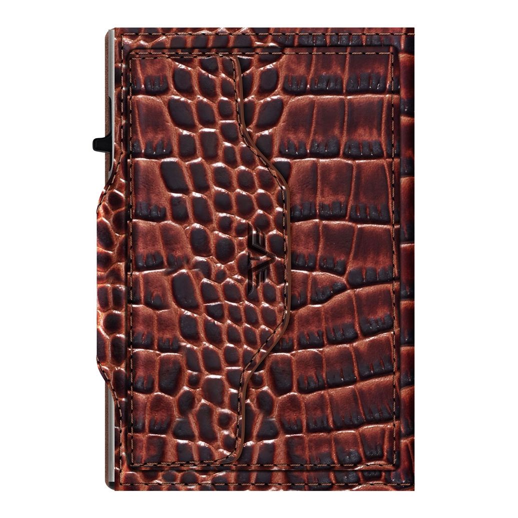 TRU VIRTU Click n Slide Wallet With Coin Pocket - Croco Brown