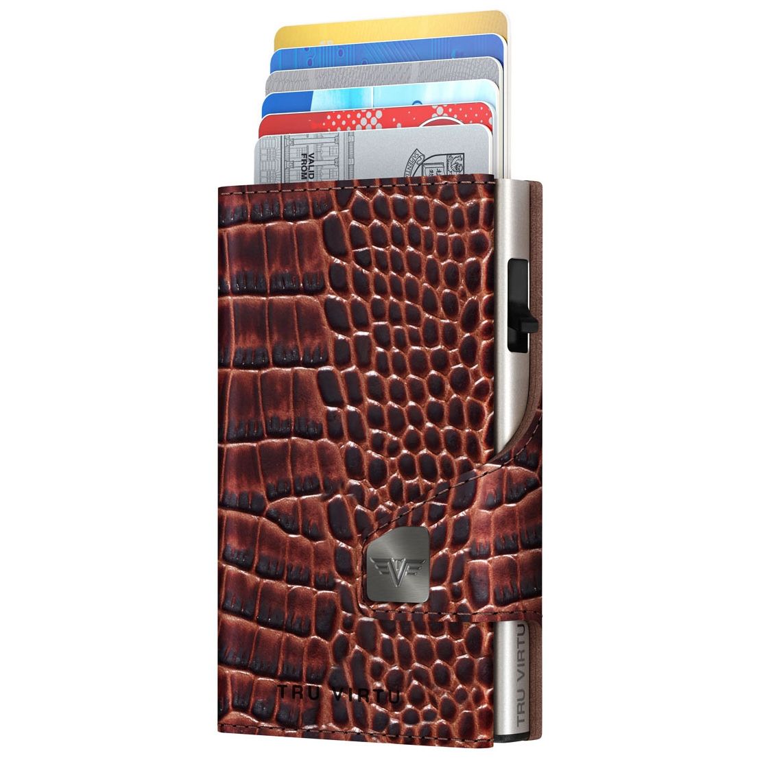 TRU VIRTU Click n Slide Wallet With Coin Pocket - Croco Brown