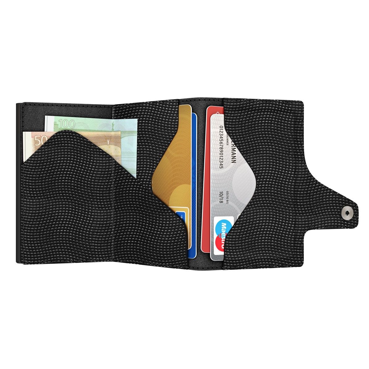 TRU VIRTU Click n Slide Wallet With Coin Pocket - Lizard Black