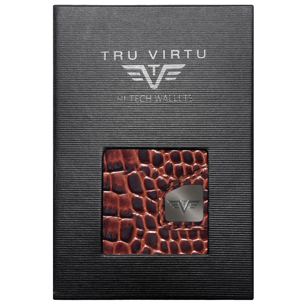 TRU VIRTU Click n Slide Wallet With Coin Pocket - Croco Brown