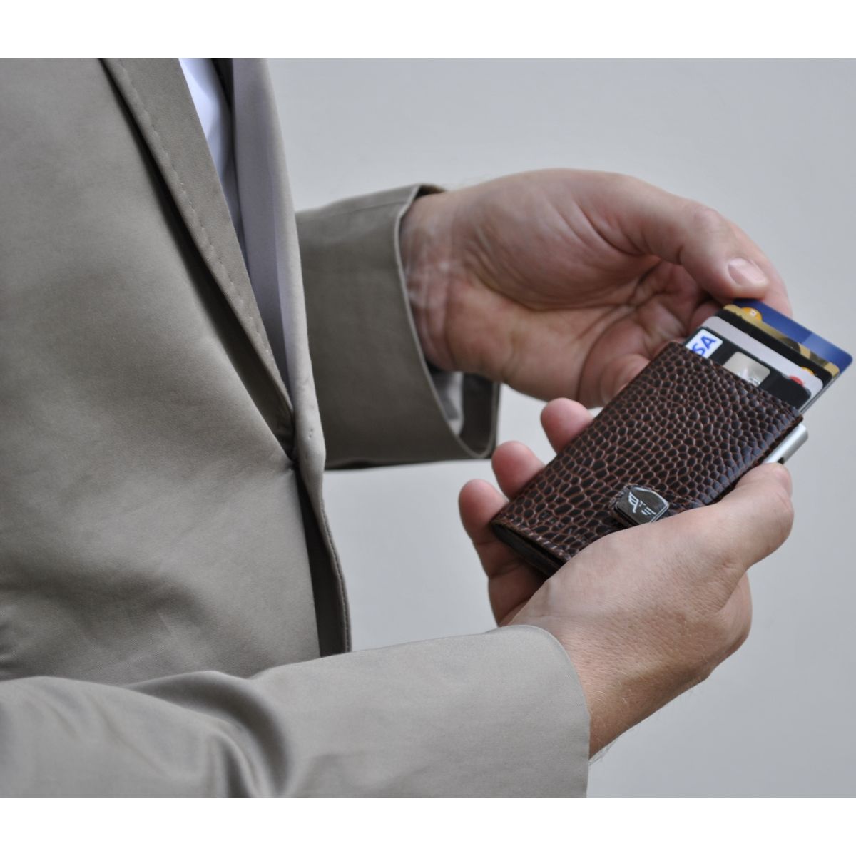 TRU VIRTU Click n Slide Wallet With Coin Pocket - Croco Brown