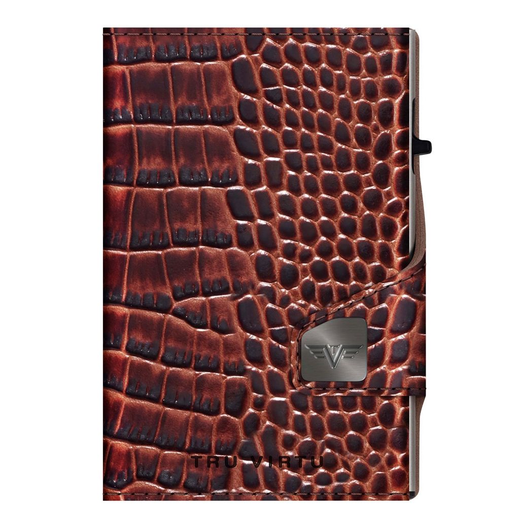 TRU VIRTU Click n Slide Wallet With Coin Pocket - Croco Brown