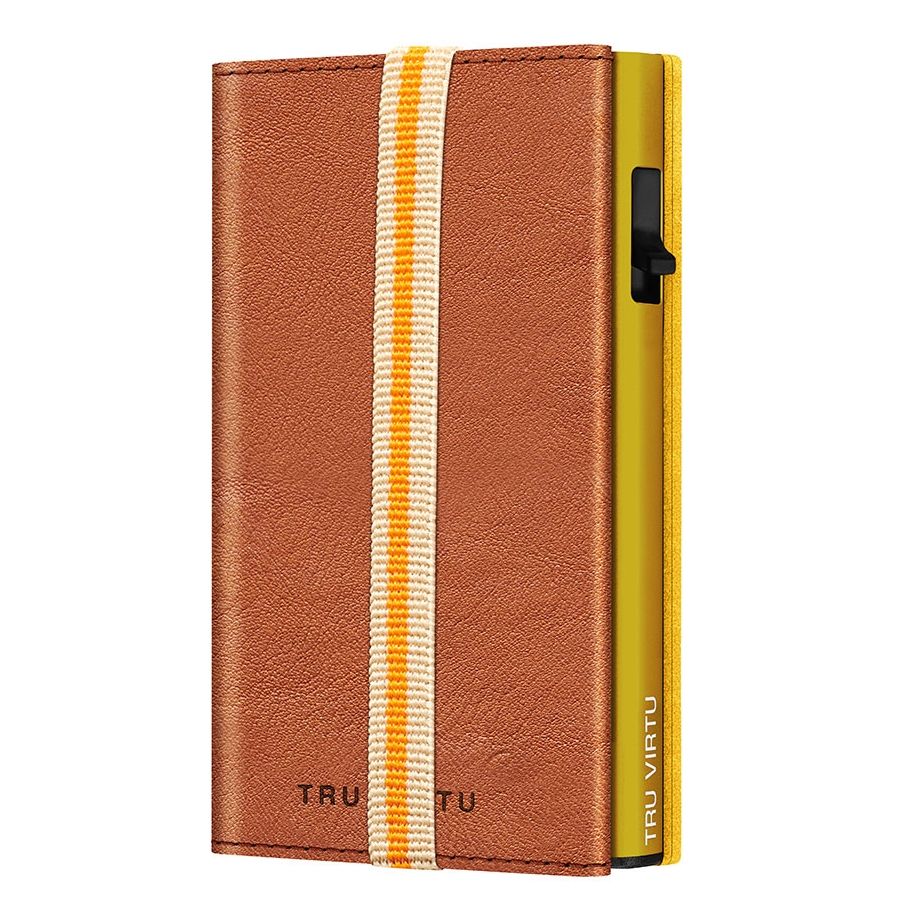 TRU VIRTU Click n Slide Sleek Wallet With Strap - Caramba Brown