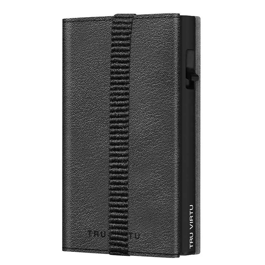 TRU VIRTU Click n Slide Sleek Wallet With Strap - Nappa Black