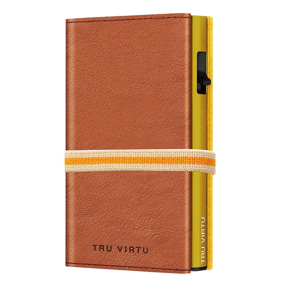 TRU VIRTU Click n Slide Sleek Wallet With Strap - Caramba Brown