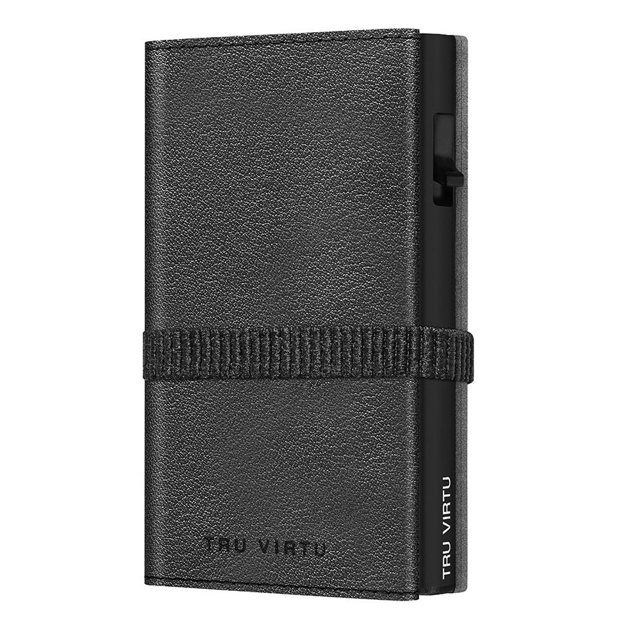 TRU VIRTU Click n Slide Sleek Wallet With Strap - Nappa Black