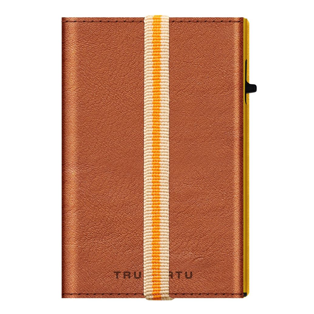 TRU VIRTU Click n Slide Sleek Wallet With Strap - Caramba Brown