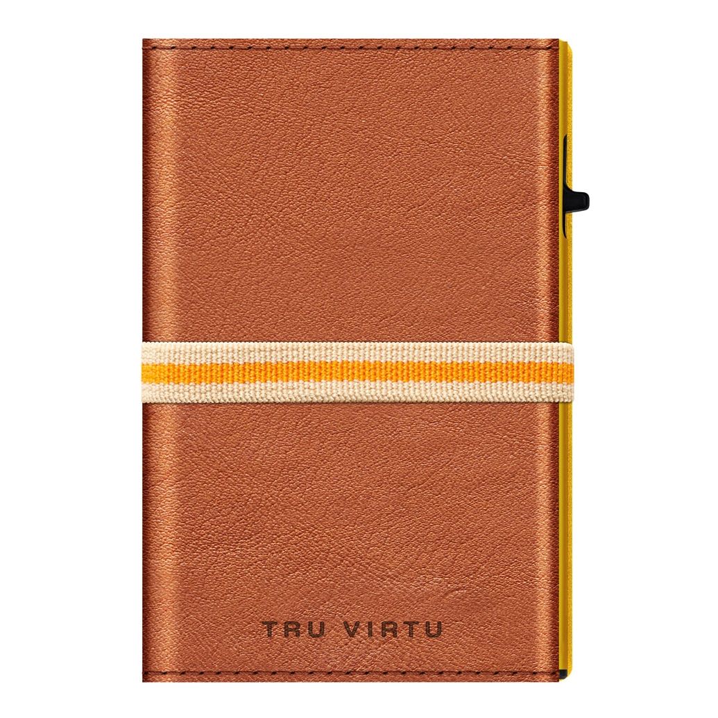 TRU VIRTU Click n Slide Sleek Wallet With Strap - Caramba Brown
