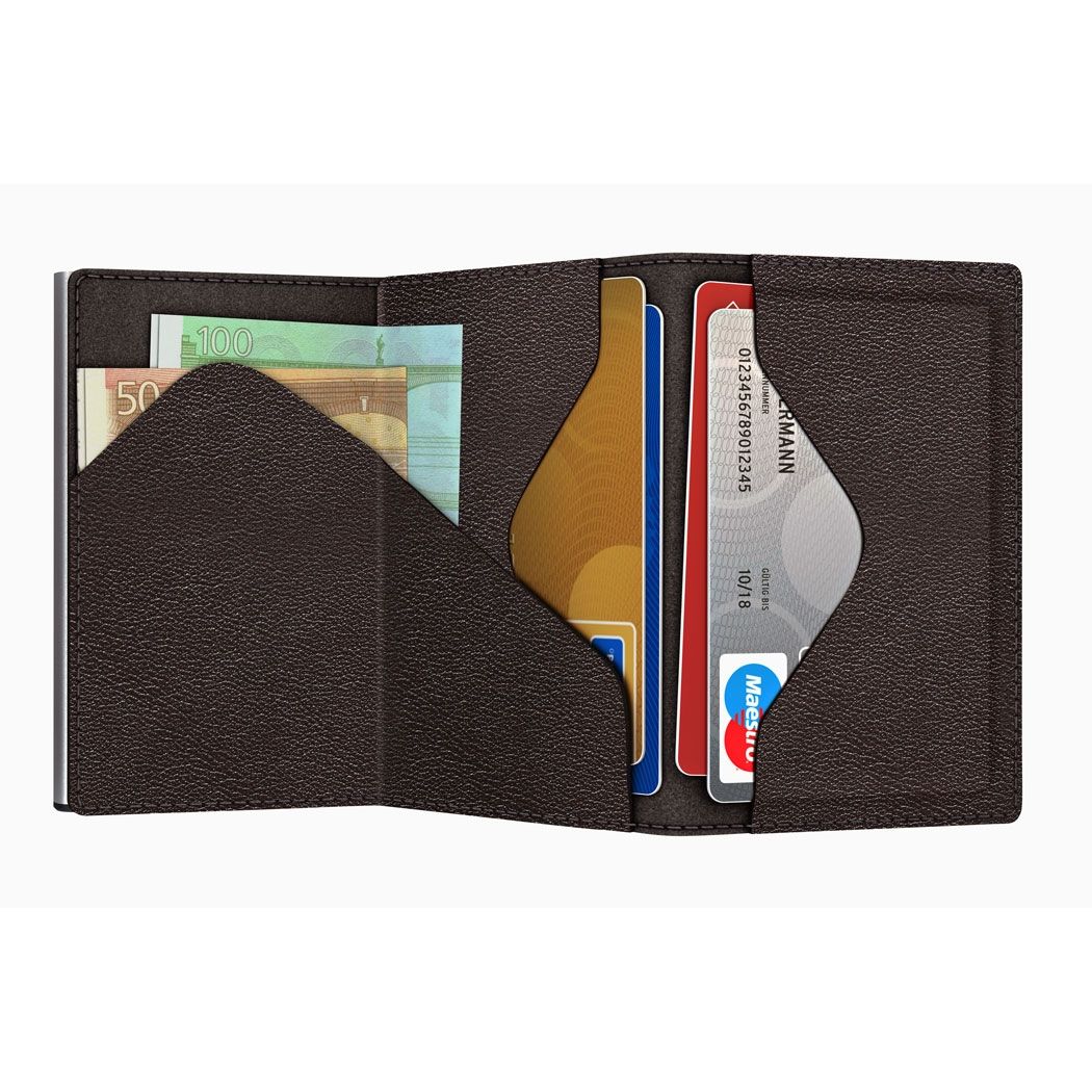 TRU VIRTU Click n Slide Sleek Wallet - Nappa Brown