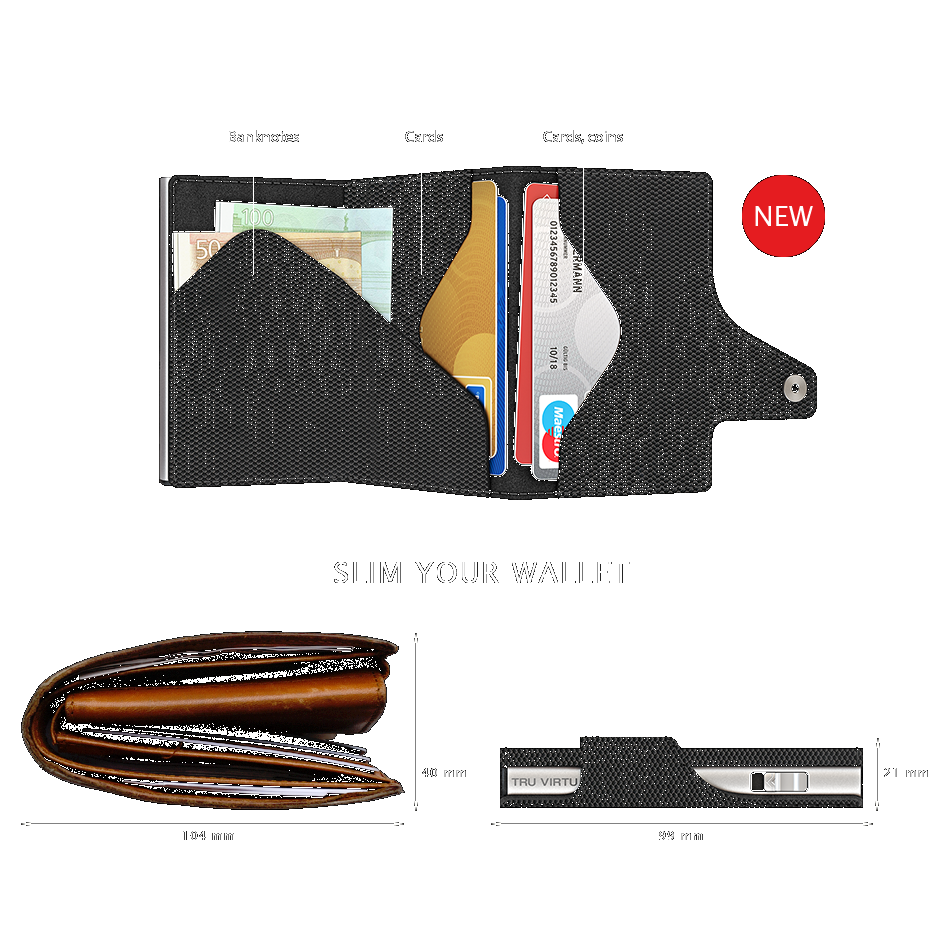 TRU VIRTU Click n Slide Wallet - Croco Black