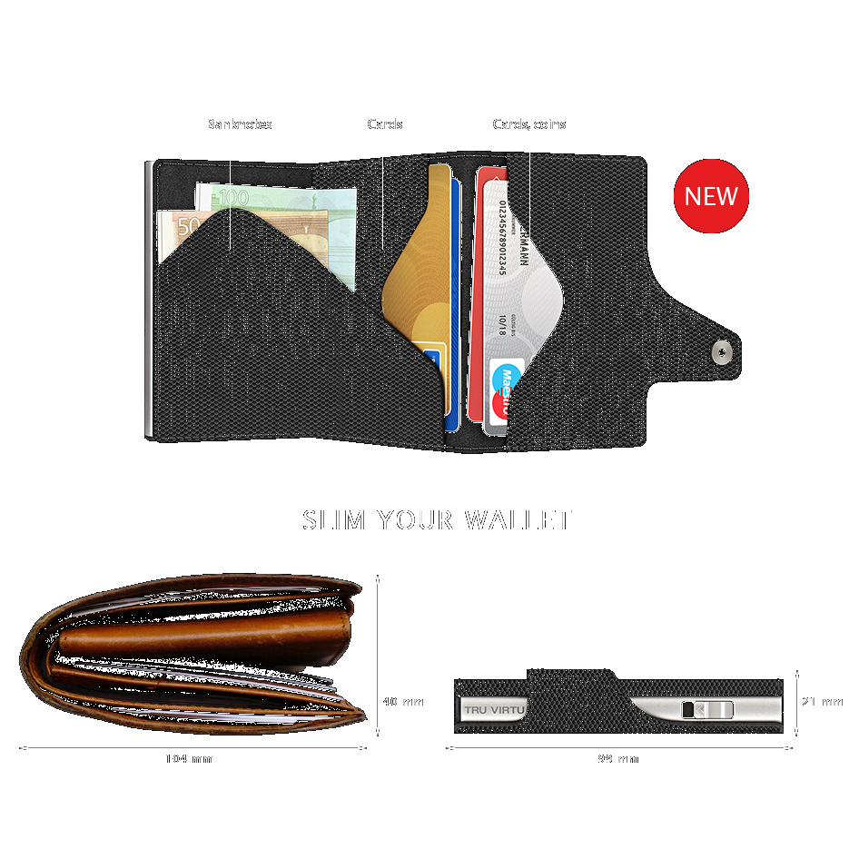 TRU VIRTU Click n Slide Wallet Carbon - Wallets Brands