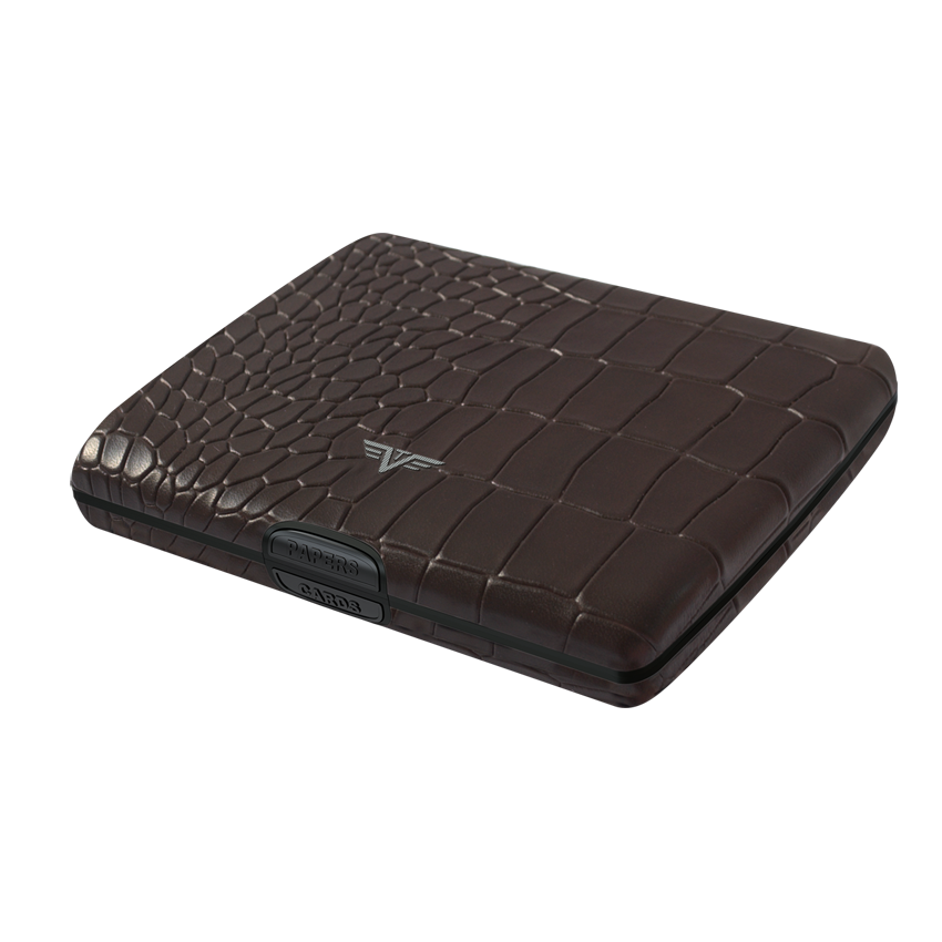 TRU VIRTU Aluminum Wallet Ray - Paper & Cards - Leather Line - Croco Brown