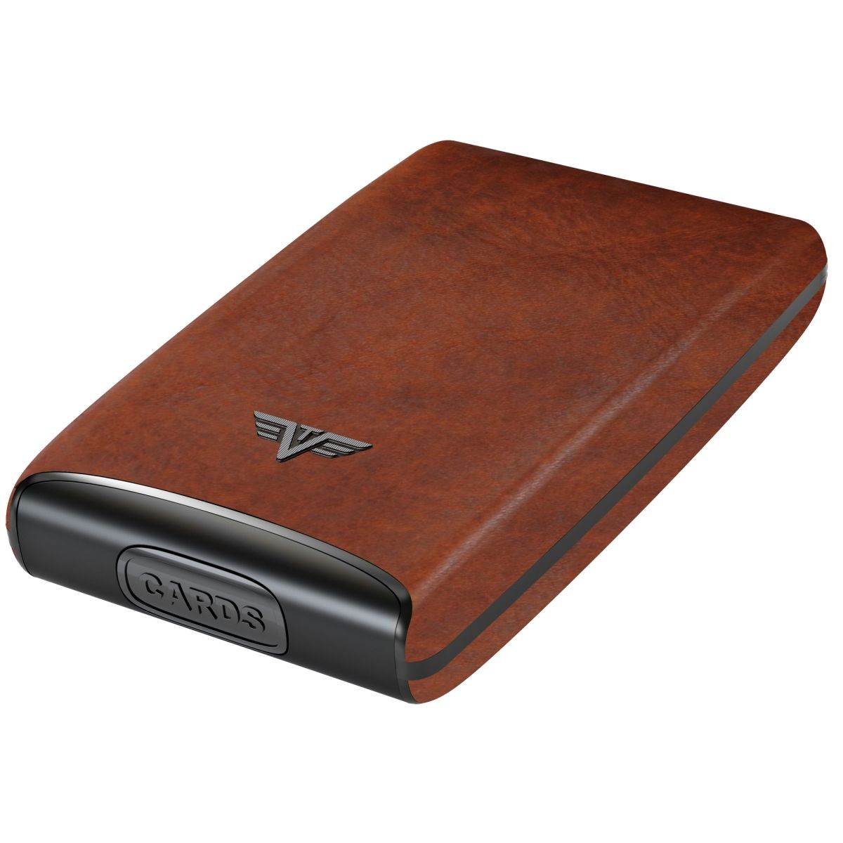 TRU VIRTU Aluminum Card Case Fan Leather Line - Natural Brown