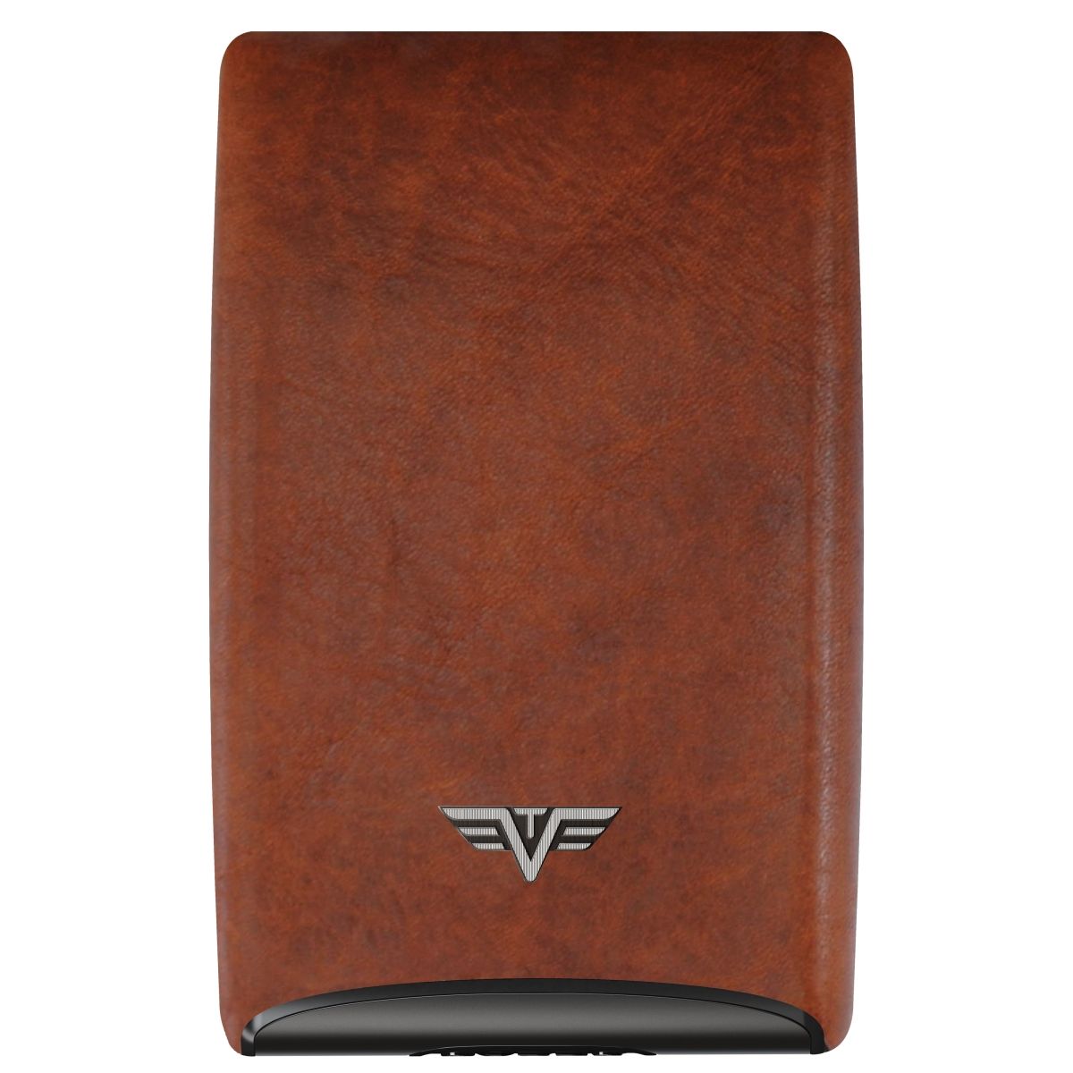 Aluminum Card Case Fan Leather Line - Natural Brown