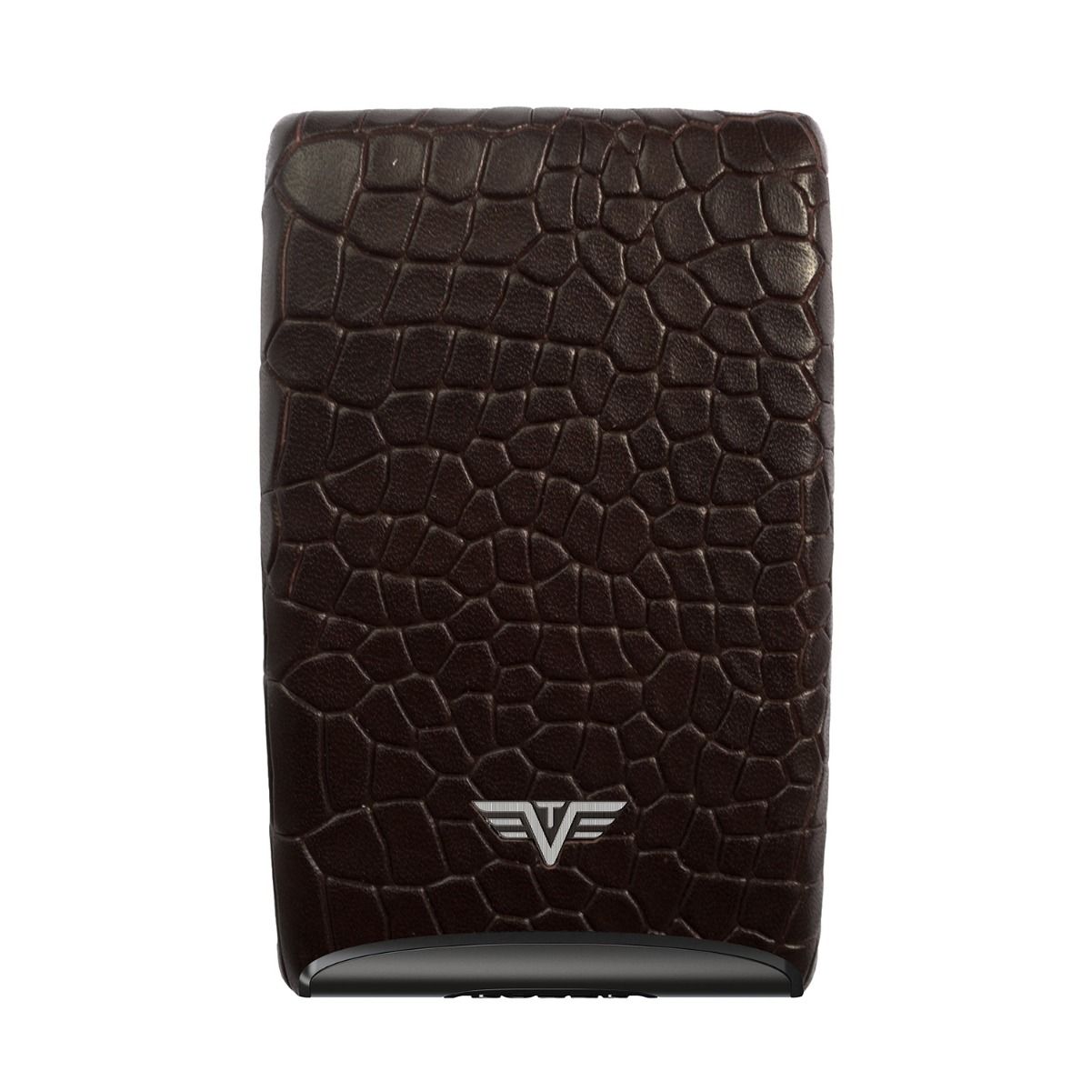 TRU VIRTU Aluminum Card Case Fan Leather Line - Corco Brown