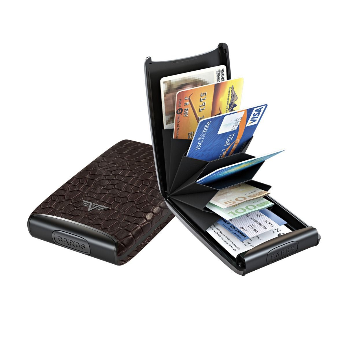 Aluminum Card Case Fan Leather Line - Corco Brown