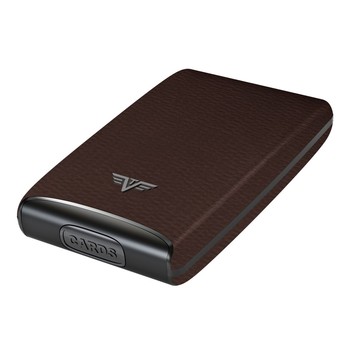 TRU VIRTU Aluminum Card Case Fan Leather Line - Dark Tabacco