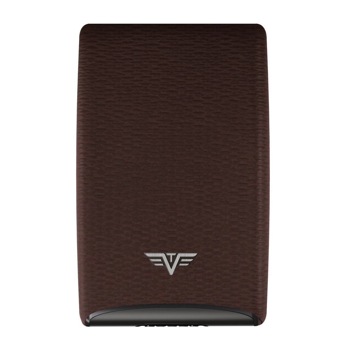 TRU VIRTU Aluminum Card Case Fan Leather Line - Dark Tabacco