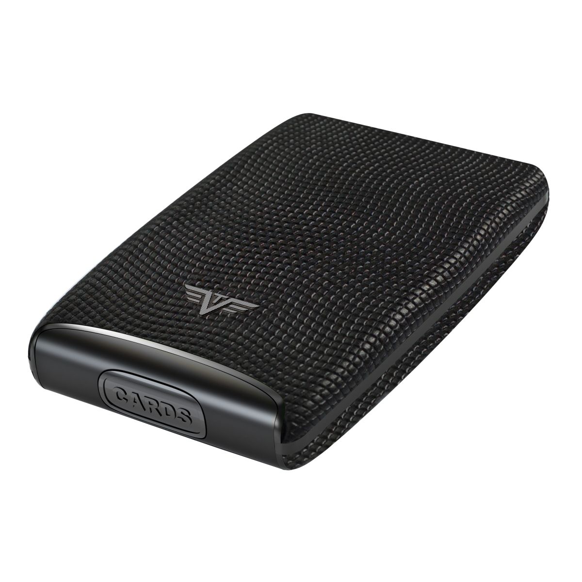 TRU VIRTU Aluminum Card Case Fan Leather Line - Lizard Black