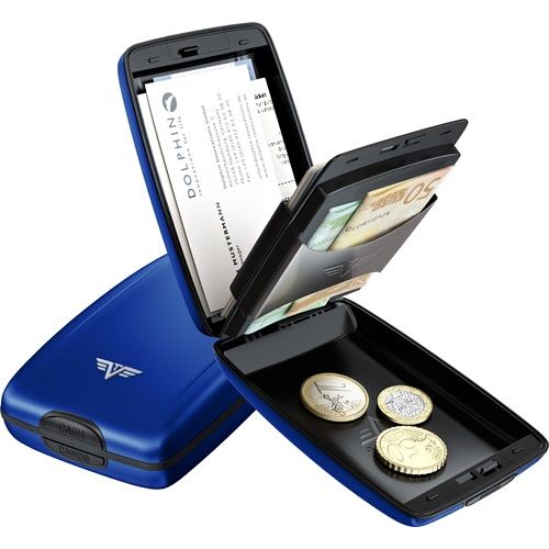 TRU VIRTU Aluminum Wallet Oyster Cash & Cards - Blue
