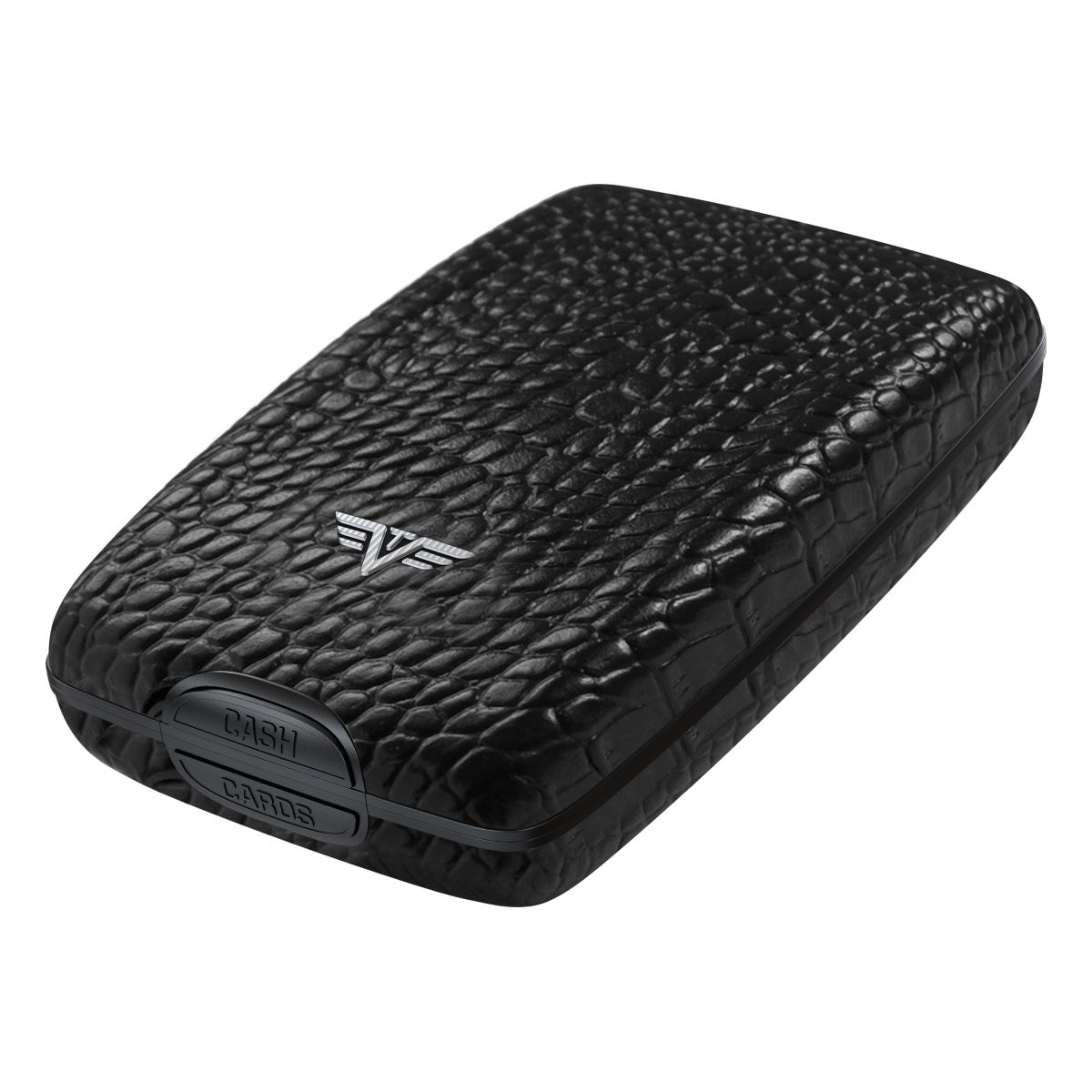 TRU VIRTU Aluminum Wallet Oyster Cash & Cards - Leather Line - Corco Black
