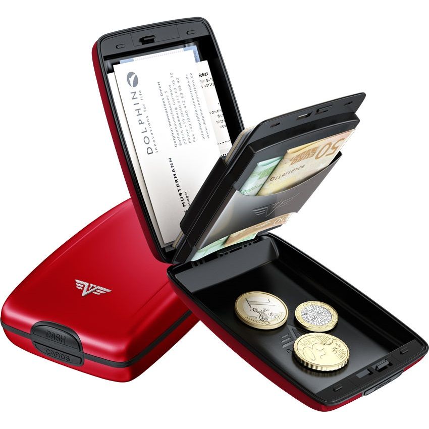 TRU VIRTU Aluminum Wallet Oyater Cash & Cards - Red