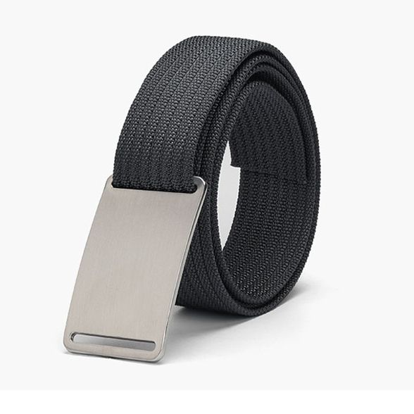 WALLET Canvas Flat Buckle Belt - Grey/Silver