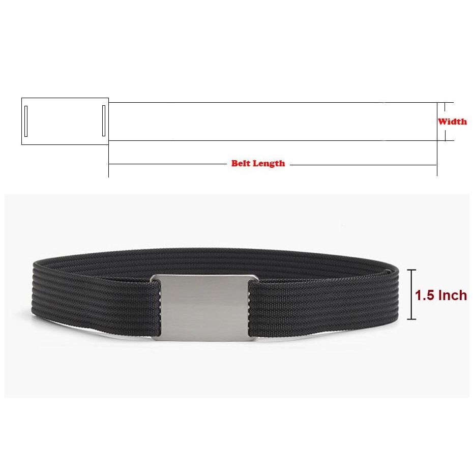WALLET Canvas Flat Buckle Belt - Black/Silver