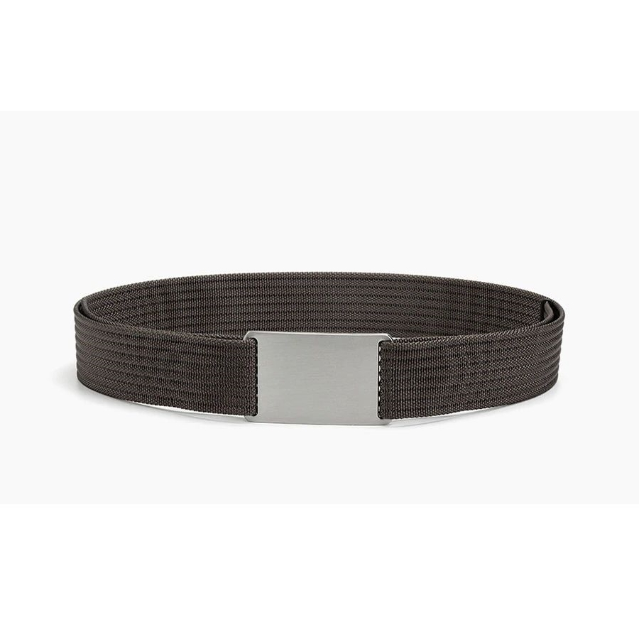 WALLET Canvas Flat Buckle Belt - Brown/Silver