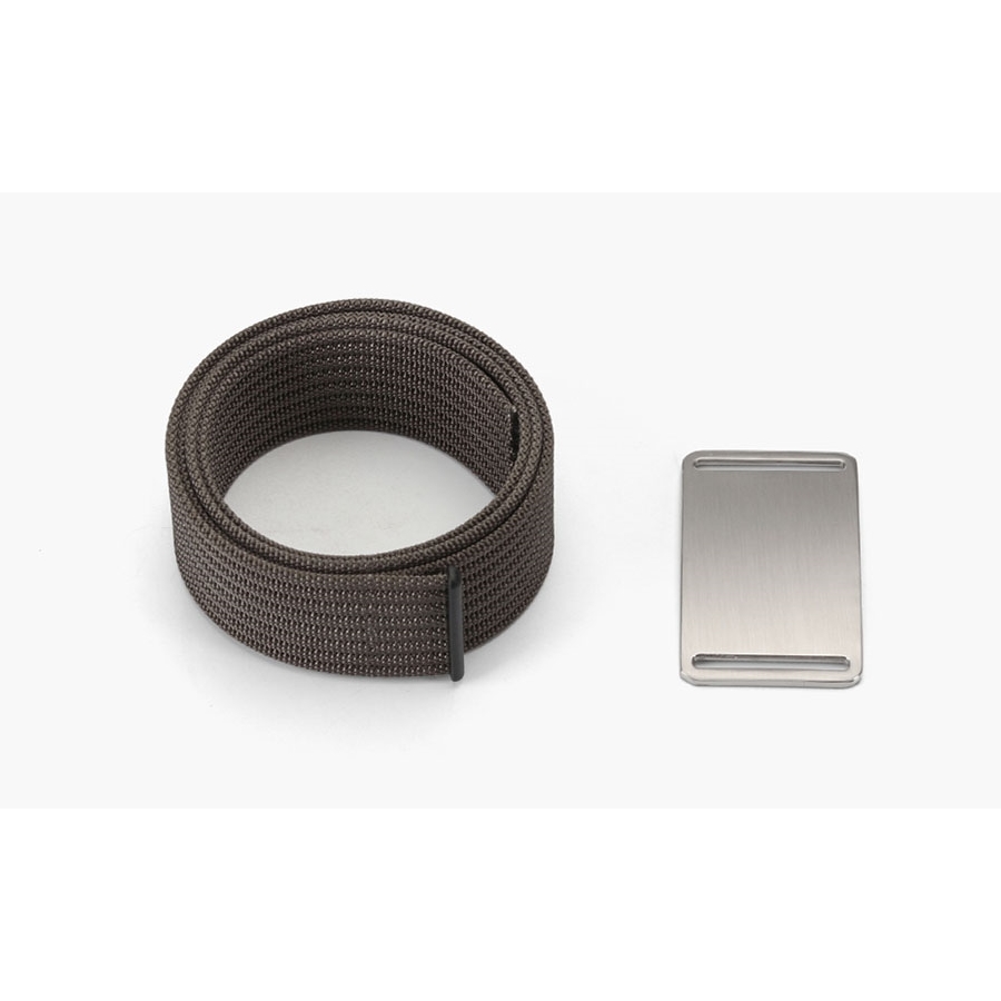 WALLET Canvas Flat Buckle Belt - Brown/Silver