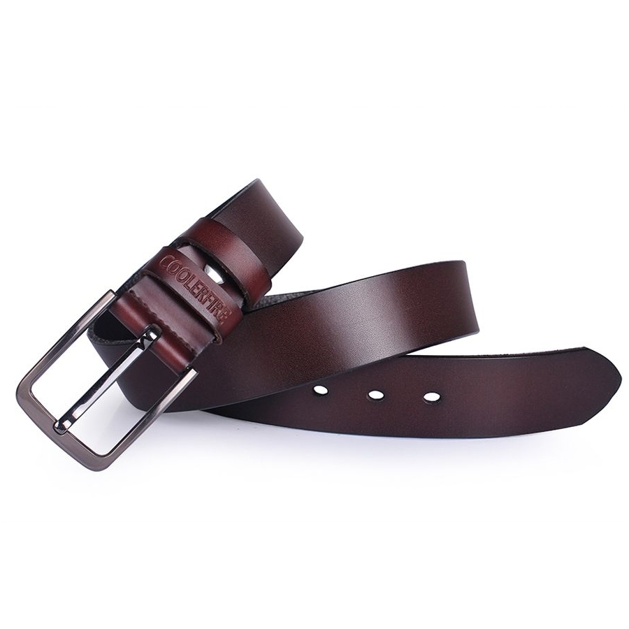 COOLERFIRE Mens Genuine Italian Leather Belt - Dark Brown