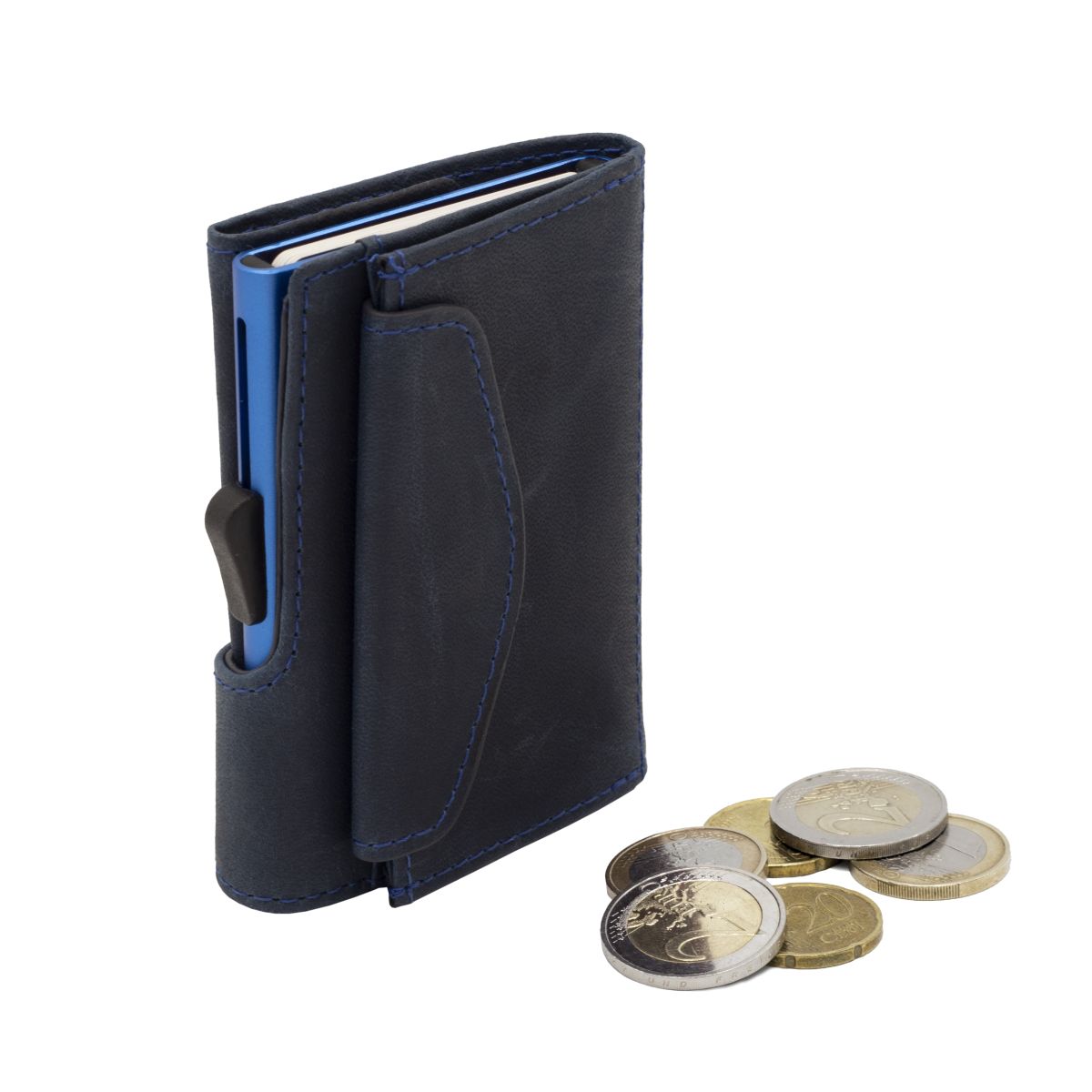 C-Secure Mens Limited Edition Coin Pocket Card Holder Wallet - Naval/Blue