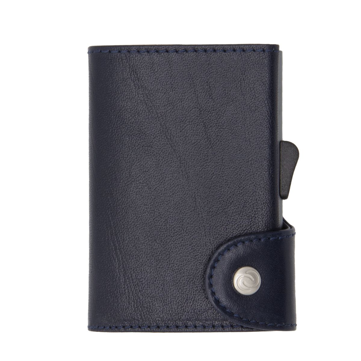 C-Secure Aluminum Card Holder with Genuine Leather and Coin Pouch - Blue Montana