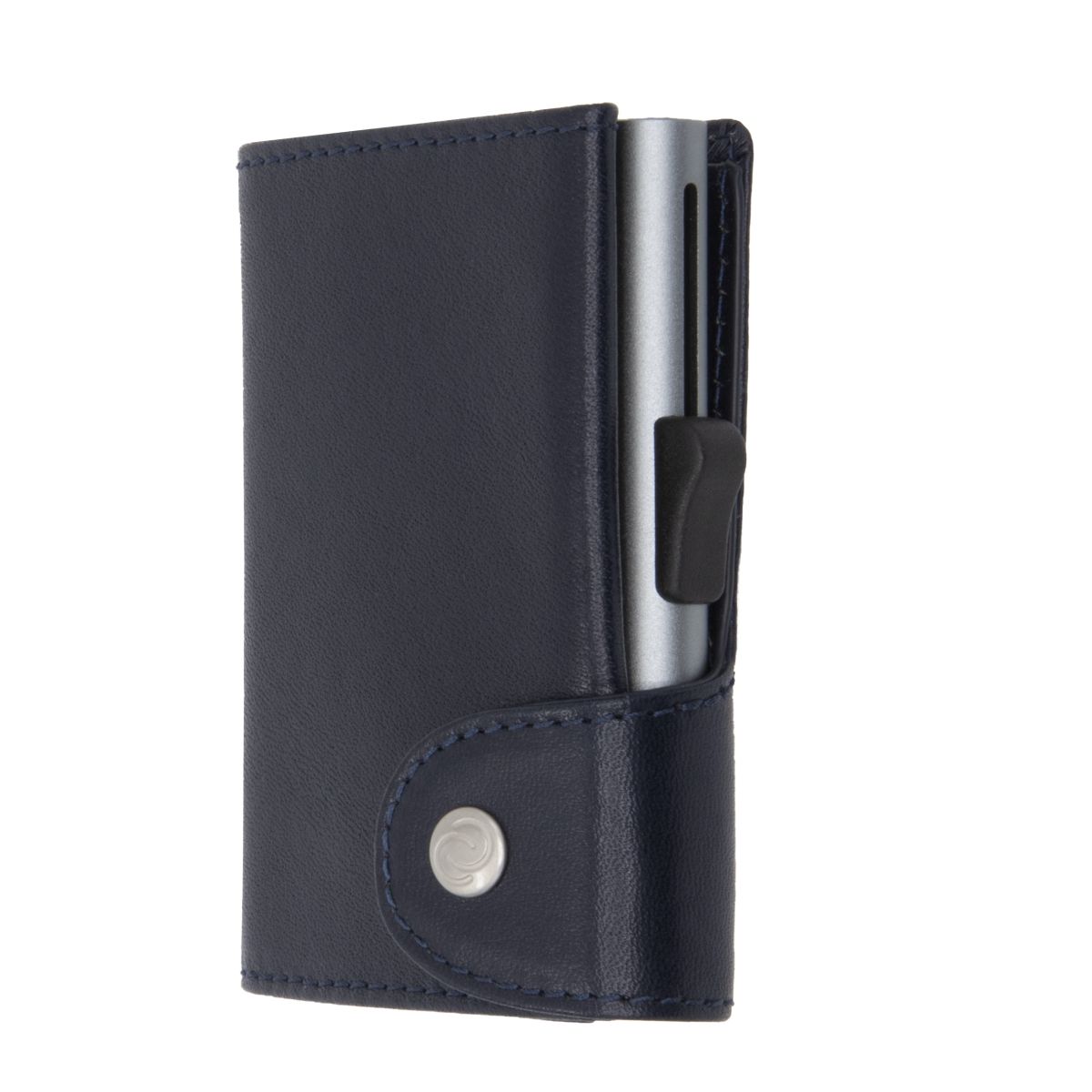 C-Secure XL Aluminum Wallet with Vegetable Genuine Leather - Blue Montana