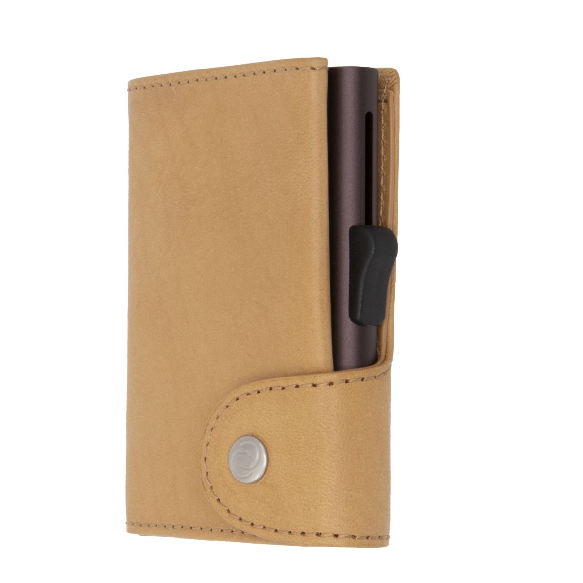 C-Secure XL Aluminum Wallet with Vegetable Genuine Leather - Saddle