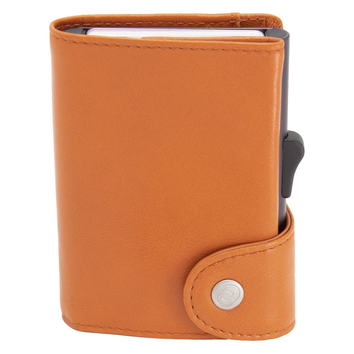 C-Secure XL Aluminum Wallet with Genuine Leather - Arancio Orange