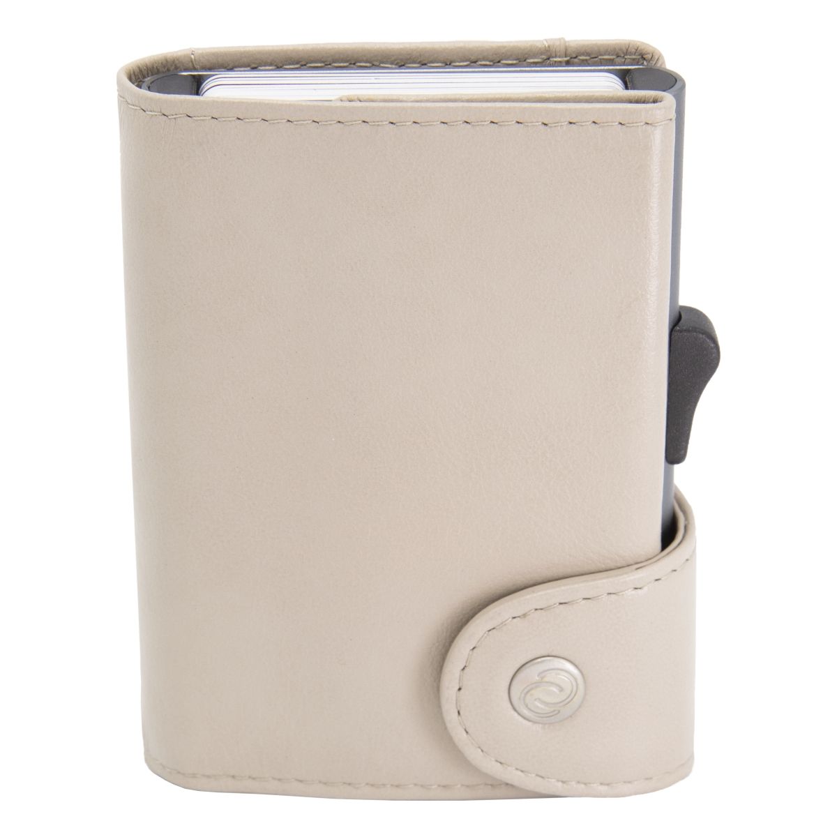 C-Secure XL Aluminum Wallet with Genuine Leather - Off White