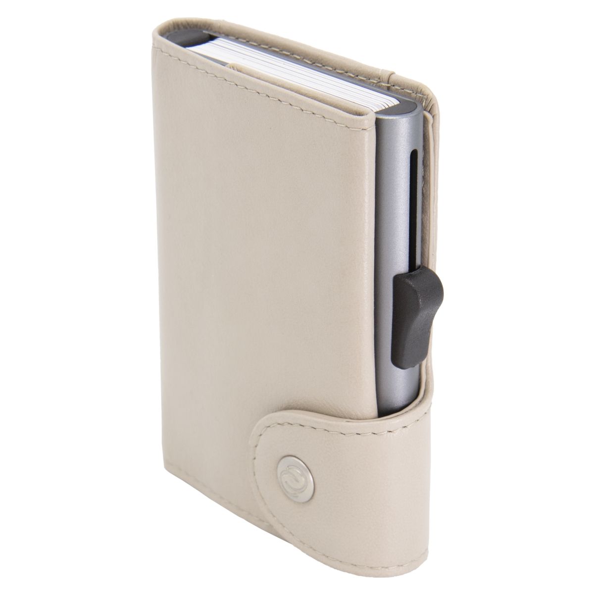 C-Secure XL Aluminum Wallet with Genuine Leather - Off White