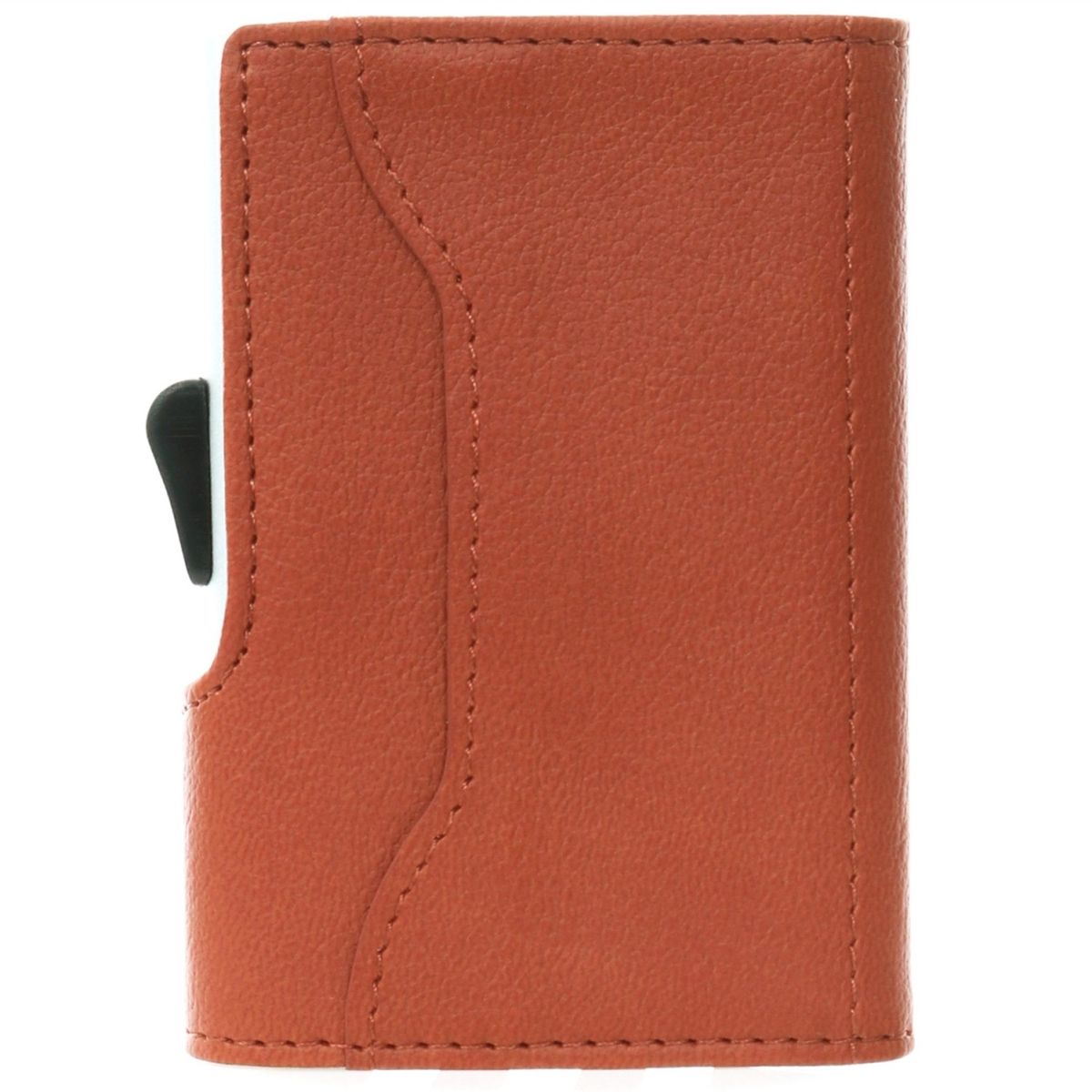 C-Secure Aluminum Card Holder with PU Leather - Light Brown