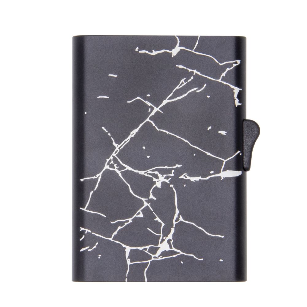 Slim RFID XL Aluminum Card Holder - Black Marble