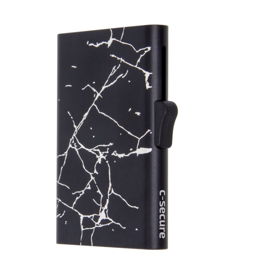 C-Secure Slim RFID XL Aluminum Card Holder - Black Marble