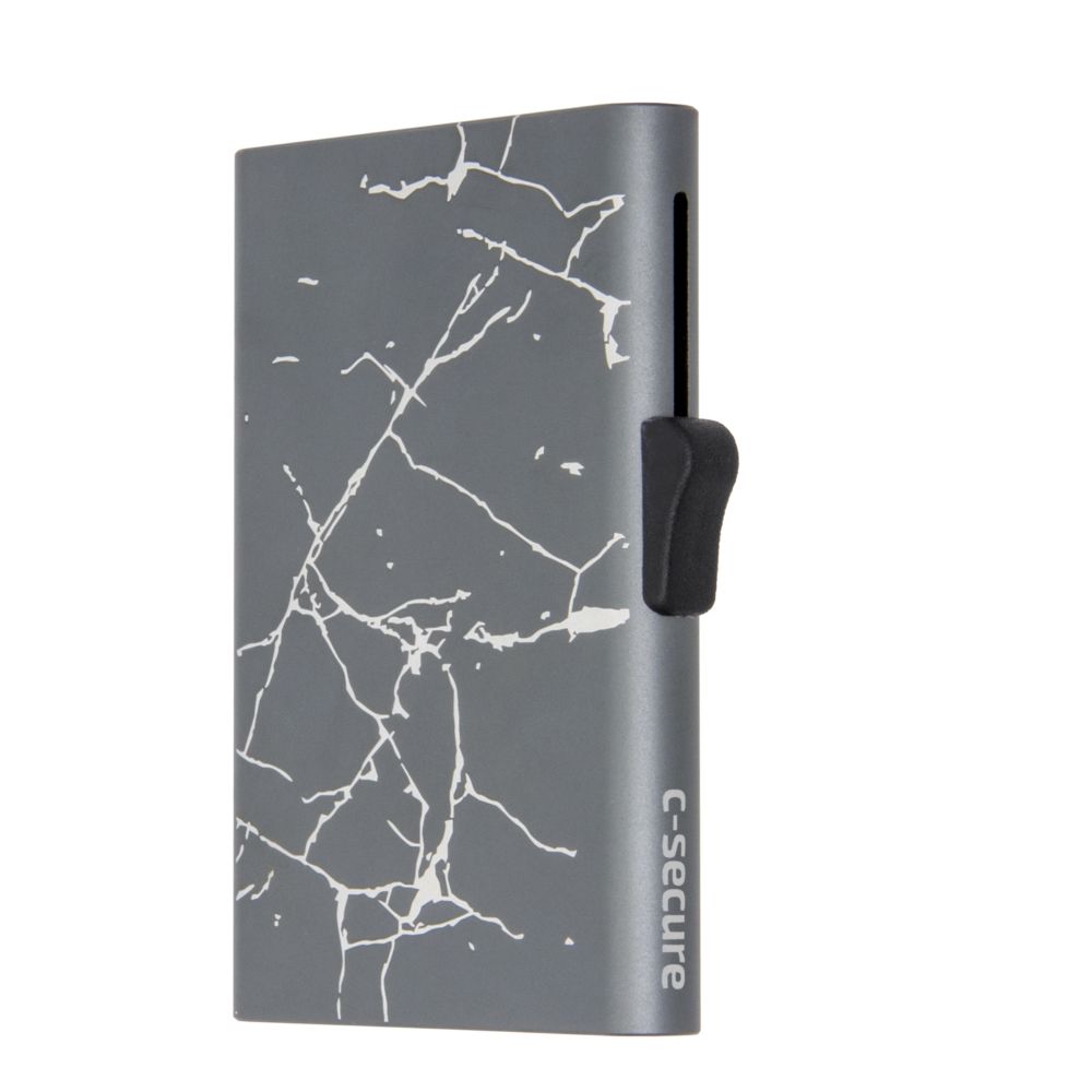 C-Secure Slim RFID XL Aluminum Card Holder - Grey Marble