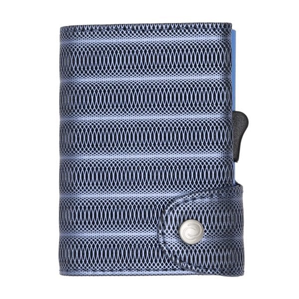 C-Secure XL Aluminum Wallet with Genuine Leather and Coins Pocket - Metallic Blue