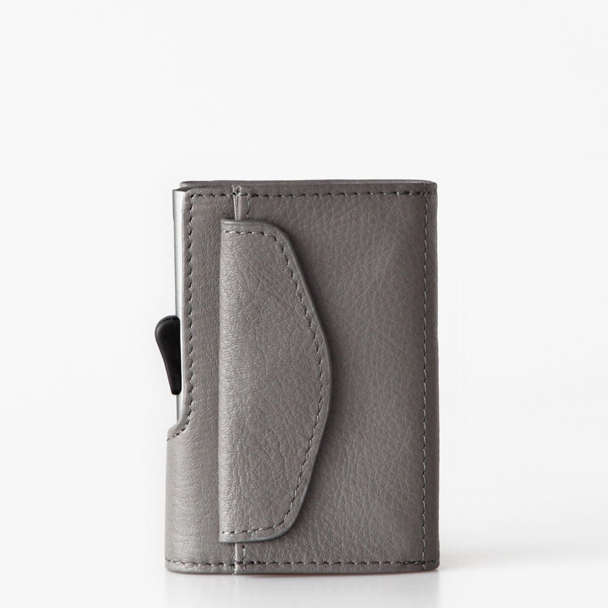 C-Secure Aluminum Card Holder with Genuine Leather and Coin Pouch 