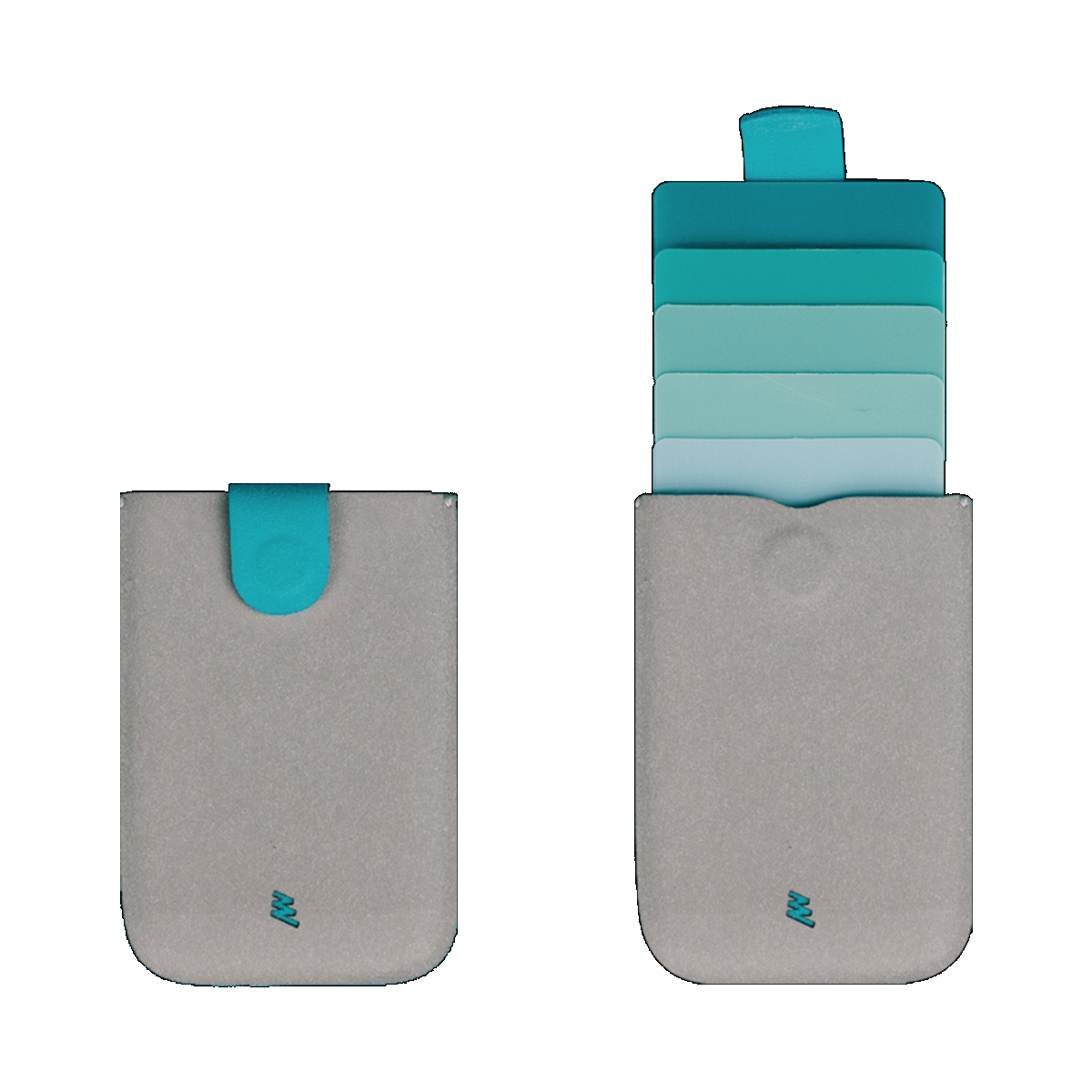 Cascading Pull Tab Wallet - Grey / Turquoise