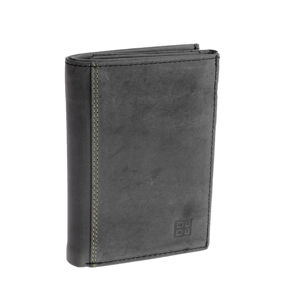 DuDu Vertical vintage leather wallet - Black