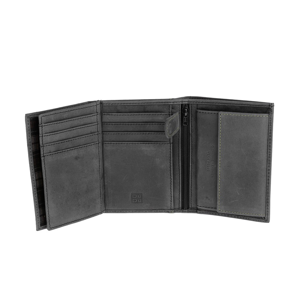 Vertical vintage leather wallet - Black