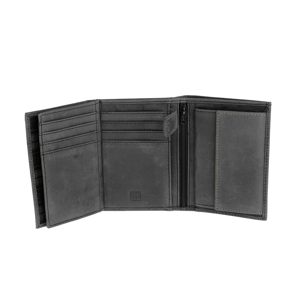 DuDu Vertical vintage leather wallet - Black