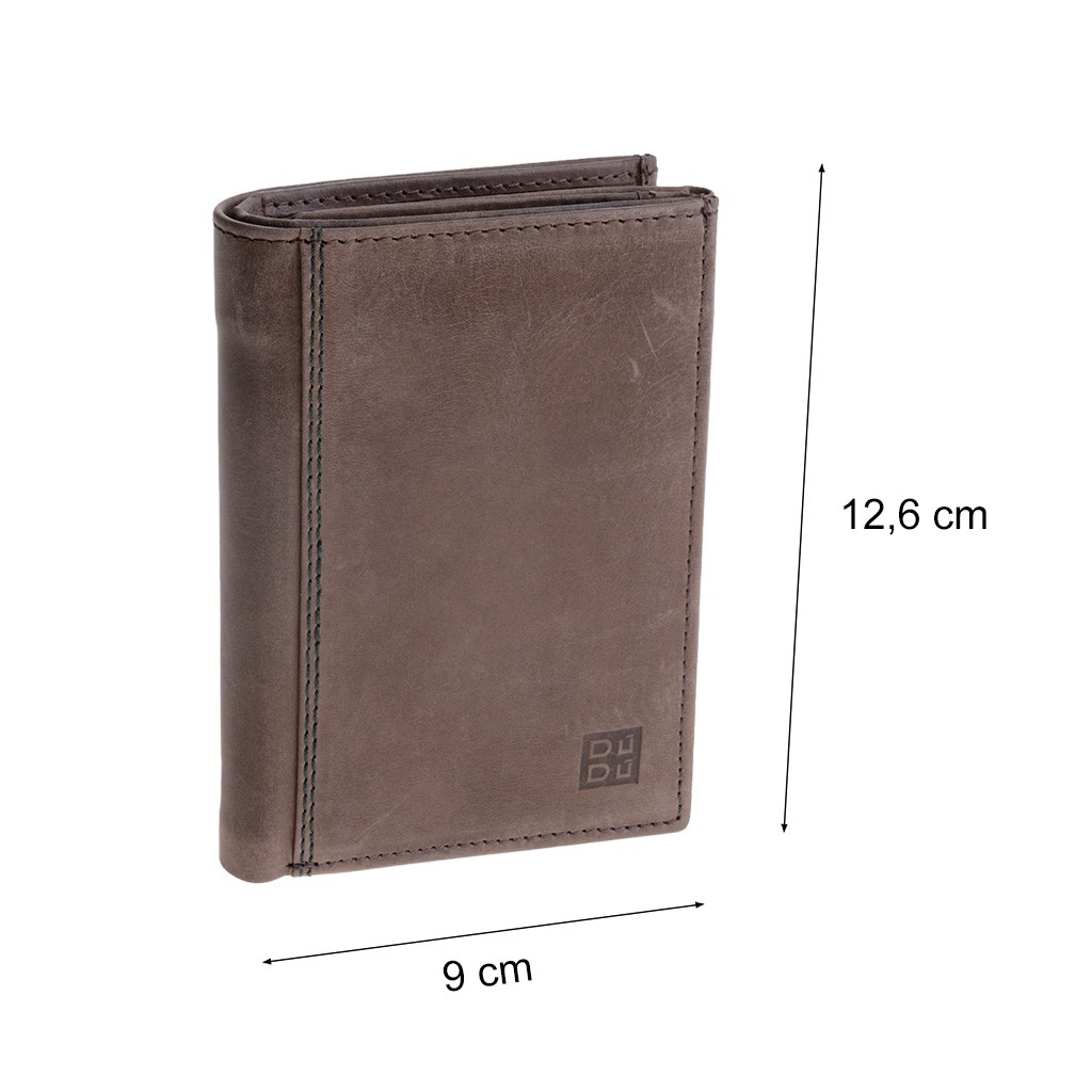 DuDu Vertical vintage leather wallet - Dark Brown