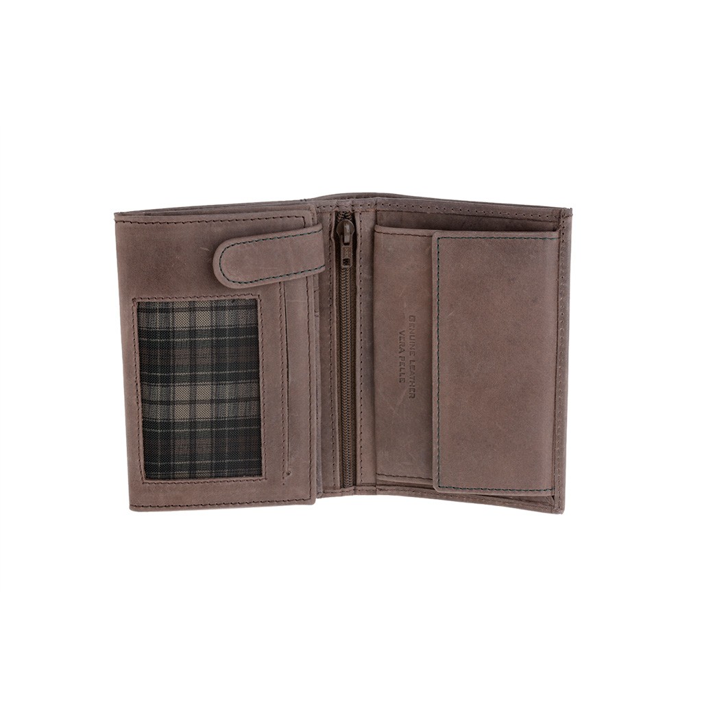 DuDu Vertical vintage leather wallet - Dark Brown